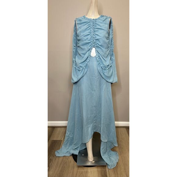 ROKH Shirred Poncho Vest Midi Dress in Smoke Blue US 0 $1026 - Picture 4 of 11